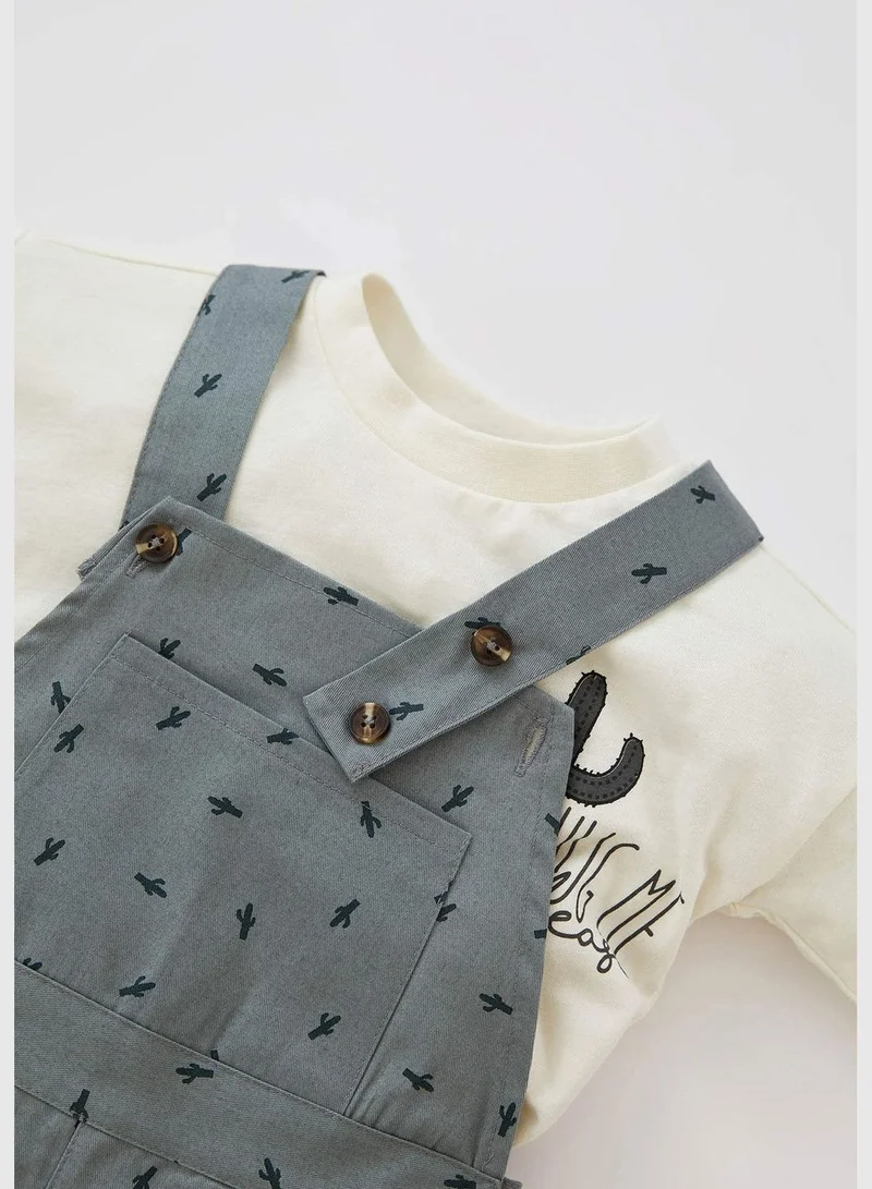 DeFacto Regular Fit Short Sleeve T-Shirt & Polka Dot Print Salopet Set