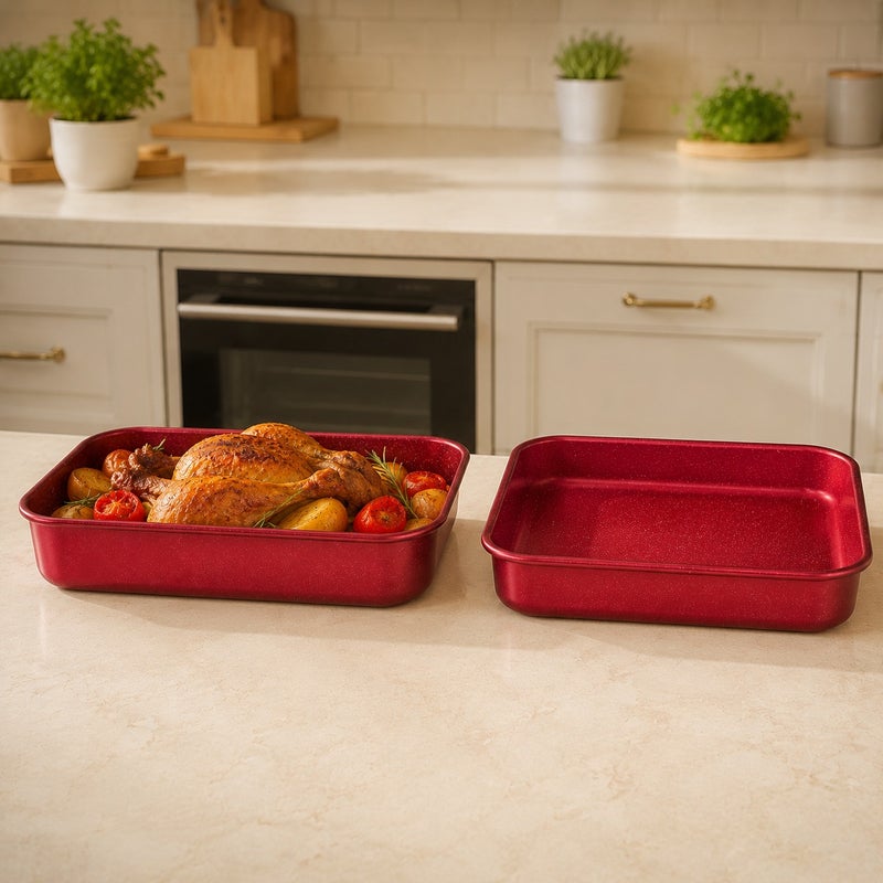 Lavina 2-Piece Rectangular Italian Granite Tray Set - Image 2