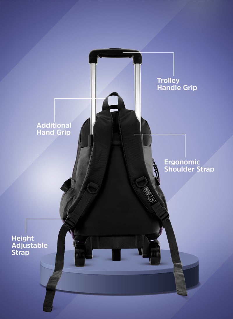 بارا جون حقيبة ظهر بعجلات للجنسين مع حزام قابل للتعديل للمدرسة والجامعة والمكتب والعمل والسفر - بنفسجي  بوصة - Image 4