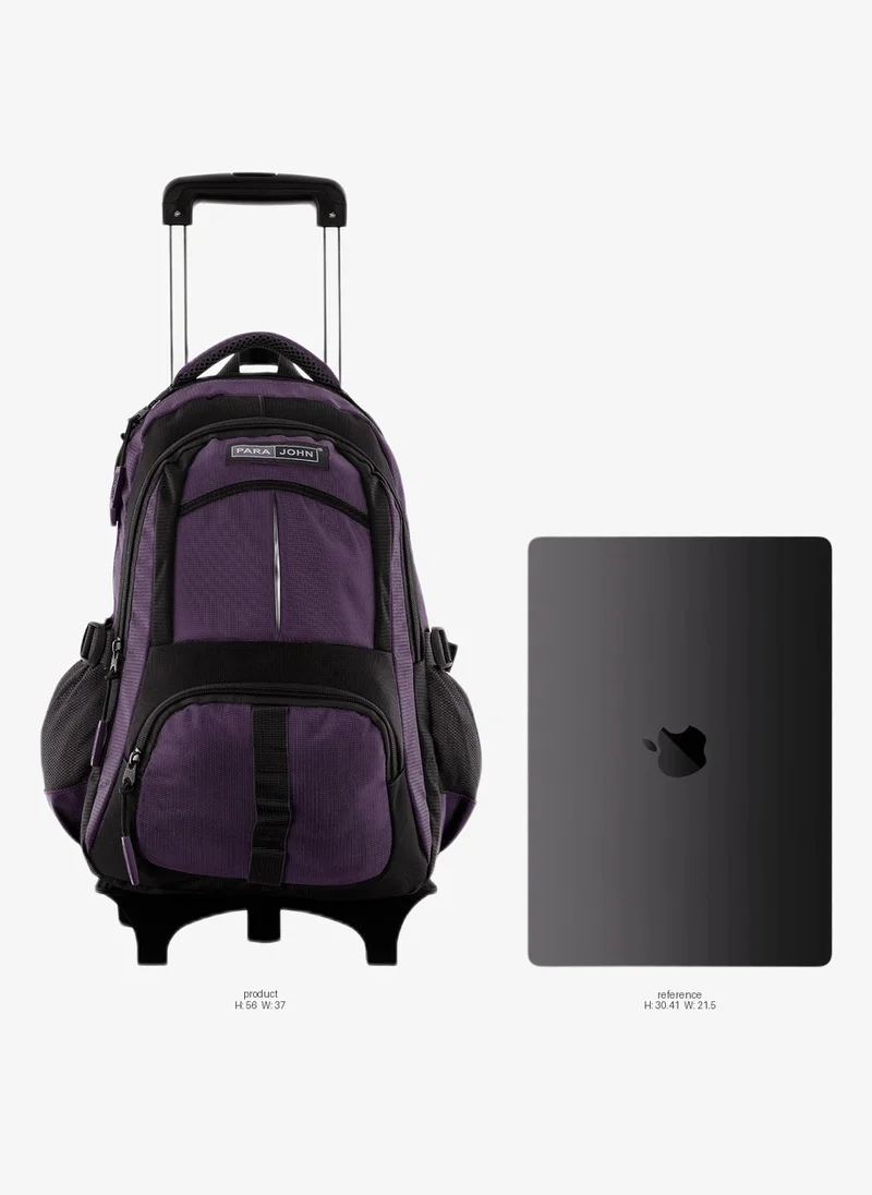 PARAJOHN Unisex Rolling Trolley Backpack with Adjustable Strap for School, College, Office, Business and Travel - 16 Inches Purple