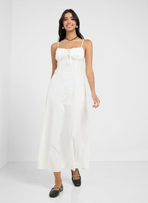 White Corset Midi Dress