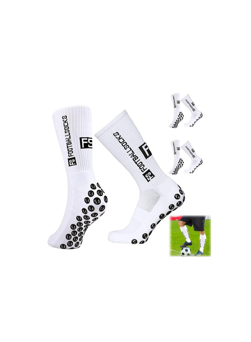 SYOSI Anti Slip Socks, for Men Women Non Slip Sports Socks, Breathable Basketball Socks, Cotton Cushion Wicking Anti Blister Athletic Socks for Football Basketball Hiking Running Yoga (3 Pairs)  - Image 1