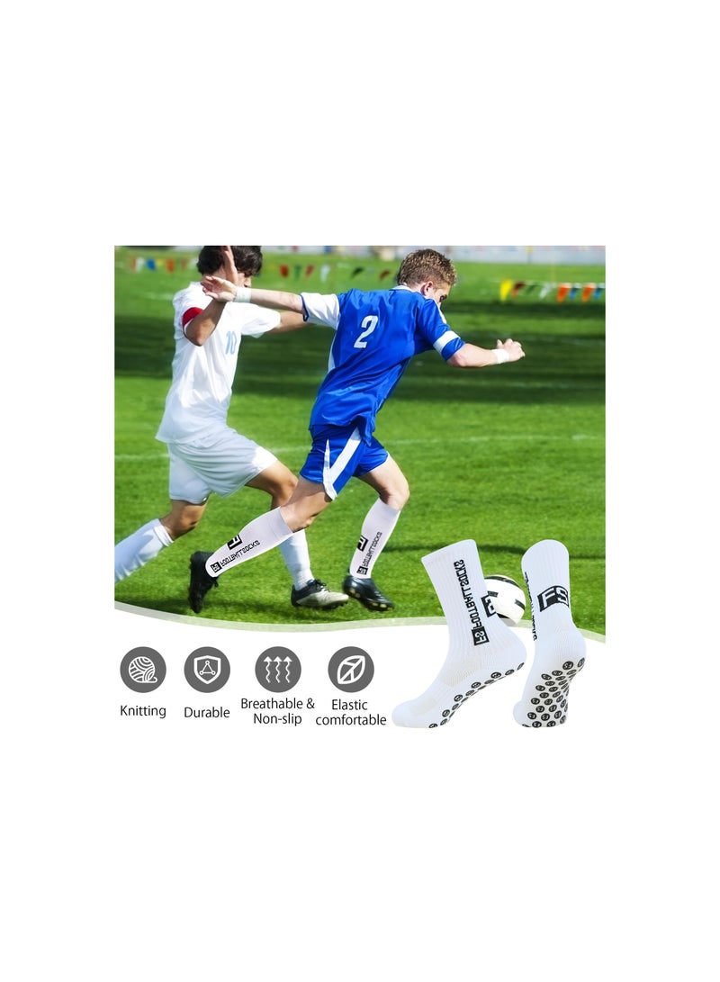 SYOSI Anti Slip Socks, for Men Women Non Slip Sports Socks, Breathable Basketball Socks, Cotton Cushion Wicking Anti Blister Athletic Socks for Football Basketball Hiking Running Yoga (3 Pairs)  - Image 2