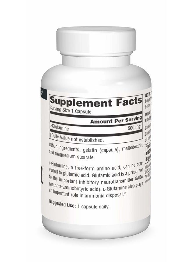 Source Naturals L-Glutamine, Free Form Amino Acid That Supports Metabolic Energy*, 500mg - 50 Capsules - Image 3