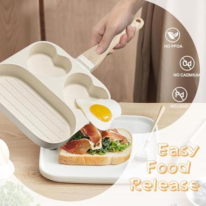 YelaJoy Omelet PansBreakfast Frying Pan Nonstick Granite Omelette Skillet 3Cup Egg Frying Pan Pancake Pan And Egg Cooker And Grill Pan Suitable For Gas And Induction Cooktops White - Image 5