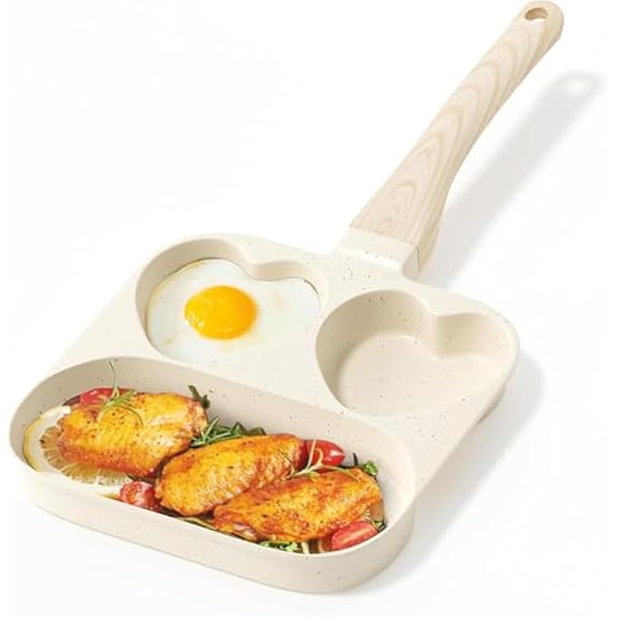 YelaJoy Omelet PansBreakfast Frying Pan Nonstick Granite Omelette Skillet 3Cup Egg Frying Pan Pancake Pan And Egg Cooker And Grill Pan Suitable For Gas And Induction Cooktops White - Image 1