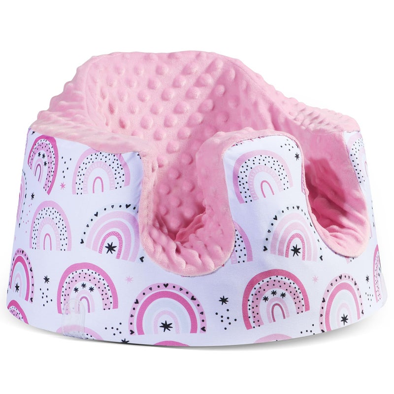 BOMOLOUR Seat Cover Compatible with Bumbo and Nuby Seat Removable Breathable Baby Floor Seat Cover for Boys and Girls Seat Not Included Pink Rainbow - Image 2