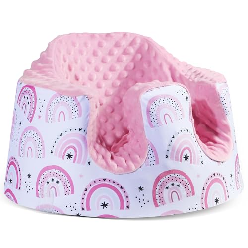 BOMOLOUR Seat Cover Compatible with Bumbo and Nuby Seat Removable Breathable Baby Floor Seat Cover for Boys and Girls Seat Not Included Pink Rainbow - Image 1