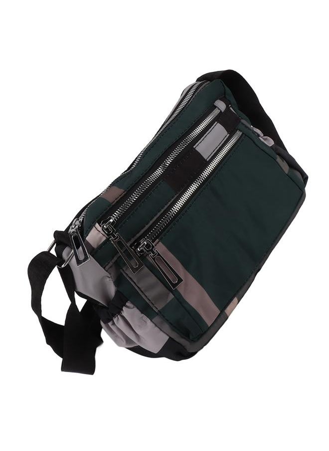 Thoraya - Messenger Bag Stripe Pattern Large Capacity Fashionable Shoulder Bag for School Commuting Daily Green PVC - Image 1