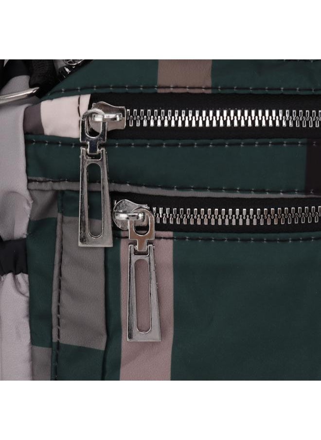 Thoraya - Messenger Bag Stripe Pattern Large Capacity Fashionable Shoulder Bag for School Commuting Daily Green PVC - Image 1