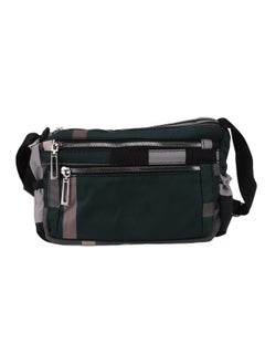 Messenger Bag Stripe Pattern Large Capacity Fashionable Shoulder Bag for School Commuting Daily Green PVC