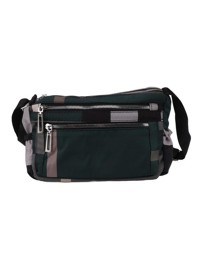 Thoraya - Messenger Bag Stripe Pattern Large Capacity Fashionable Shoulder Bag for School Commuting Daily Green PVC - Image 1