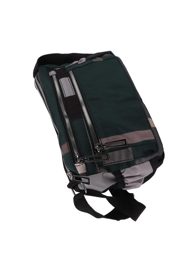 Thoraya - Messenger Bag Stripe Pattern Large Capacity Fashionable Shoulder Bag for School Commuting Daily Green PVC - Image 1