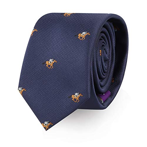AUSCUFFLINKS Horse Racing Ties for Men | Equestrian Rider | Animal Lover Novelty Neck Ties Present for Him | Horse Pony Racing | Jockey Mens Happy Neckties | (RACING HORSE) - Image 1