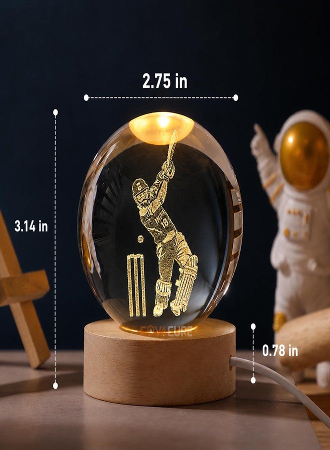 COVACURE 3D Virat Kohli Crystal Ball Night Lamp, Virat Kohli Crystal Ball Night Light with USB, LED Wooden Base Table Lamp for Bedroom Home Office Decoration Birthday Gift for Boys and Girls - Image 2
