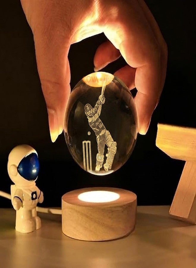 COVACURE 3D Virat Kohli Crystal Ball Night Lamp, Virat Kohli Crystal Ball Night Light with USB, LED Wooden Base Table Lamp for Bedroom Home Office Decoration Birthday Gift for Boys and Girls - Image 5