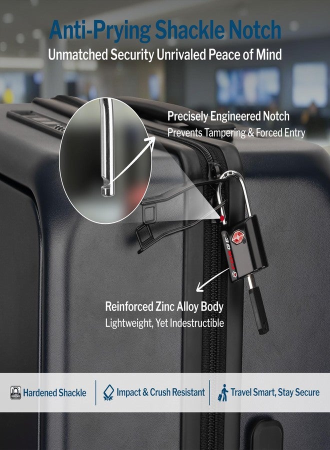 فورج أقفال أمتعة معتمدة من إدارة أمن النقل الأمريكية، أقفال سفر فائقة الأمان بمفتاح ذي غمازات وهيكل من سبائك الزنك، عبوة من قطعتين باللون الأسود، أقفال مفاتيح - Image 4