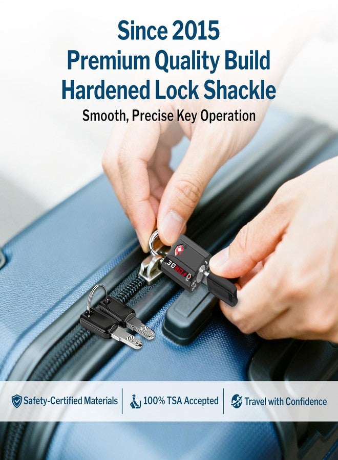 فورج أقفال أمتعة معتمدة من إدارة أمن النقل الأمريكية، أقفال سفر فائقة الأمان بمفتاح ذي غمازات وهيكل من سبائك الزنك، عبوة من قطعتين باللون الأسود، أقفال مفاتيح - Image 5