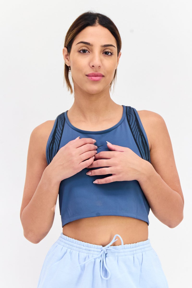 Reebok Women Sportswear Fit Outdoor Sports Bra, Slate Blue - Image 1