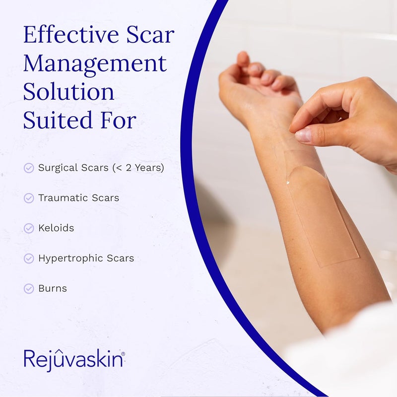 Rejuvaskin Scar Fx Silicone Sheeting 3 Inch x 5 Inches Silicone Tape for Medium Surgical Scars 1 Sheet Soften Flatten  Reduce the Appearance of Scars - Image 3