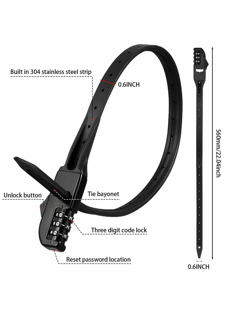 Zip Tie Bike Lock, 2 Pcs Multi Purpose Combo Lock, Armoured Security Tie u0026 Bike Lock, Lightweight Bicycle Lock Scooter Lock - Image 2