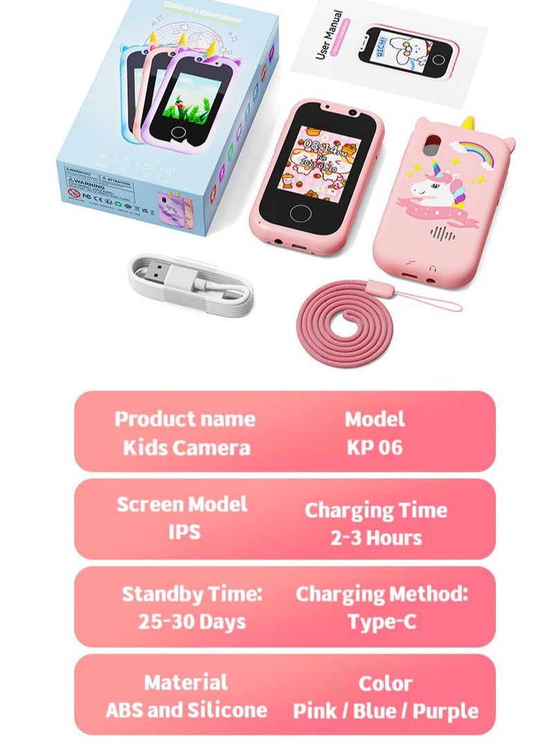 Kids Smart Phone Gifts Toys for Girls Boys aged 3-8, Toddler Learning Toys with Unicorn Educational Games, with 8G SD Card  - Image 2