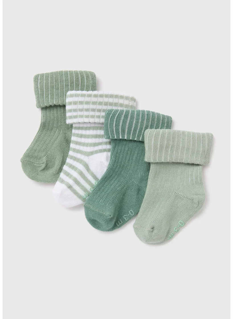 Matalan Baby 4 Pack Sage Ribbed Socks