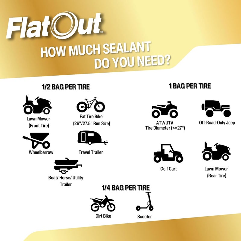 مانع تسرب الإطارات متعدد الأغراض للطرق الوعرة من FlatOut - يمنع ويصلح الإطارات المثقوبة - يسد التسريبات - يحتوي على كيفلر - مانع تسرب الإطارات بدون أنبوب - كيس 32 أونصة - عبوة من 1 - Image 3