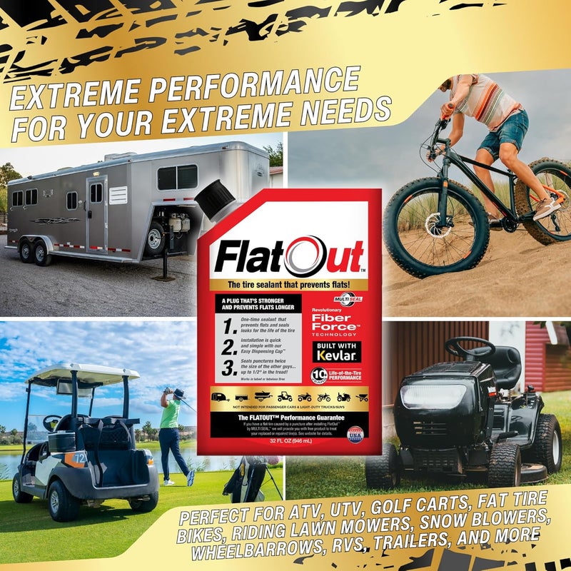 مانع تسرب الإطارات متعدد الأغراض للطرق الوعرة من FlatOut - يمنع ويصلح الإطارات المثقوبة - يسد التسريبات - يحتوي على كيفلر - مانع تسرب الإطارات بدون أنبوب - كيس 32 أونصة - عبوة من 1 - Image 4