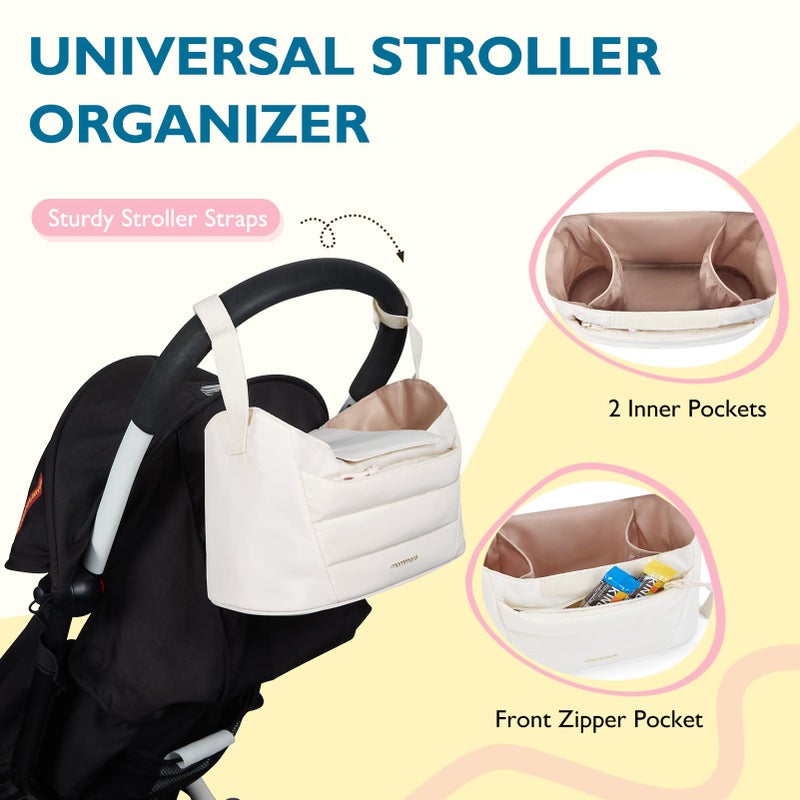 mommore Diaper Bag Tote with Stroller Organizer Puffer Bag Large Capacity Baby Bag 3 Pcs with Changing Pad for Travel, Hospital - Image 4