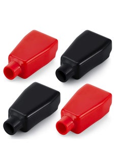 KASTWAVE Battery Terminal Covers Battery Terminal Insulating Protector Sleeves Positive and Negative Cable Covers in Red and Black for Boat Cars (4 Pcs)  - Image 1