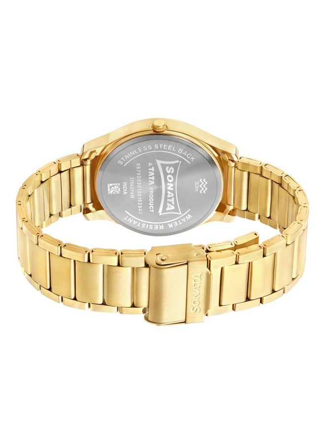 Sonata Quartz Analog with Day and Date Green Dial Stainless Steel Strap Watch for Men-NS77082YM05W - Image 4