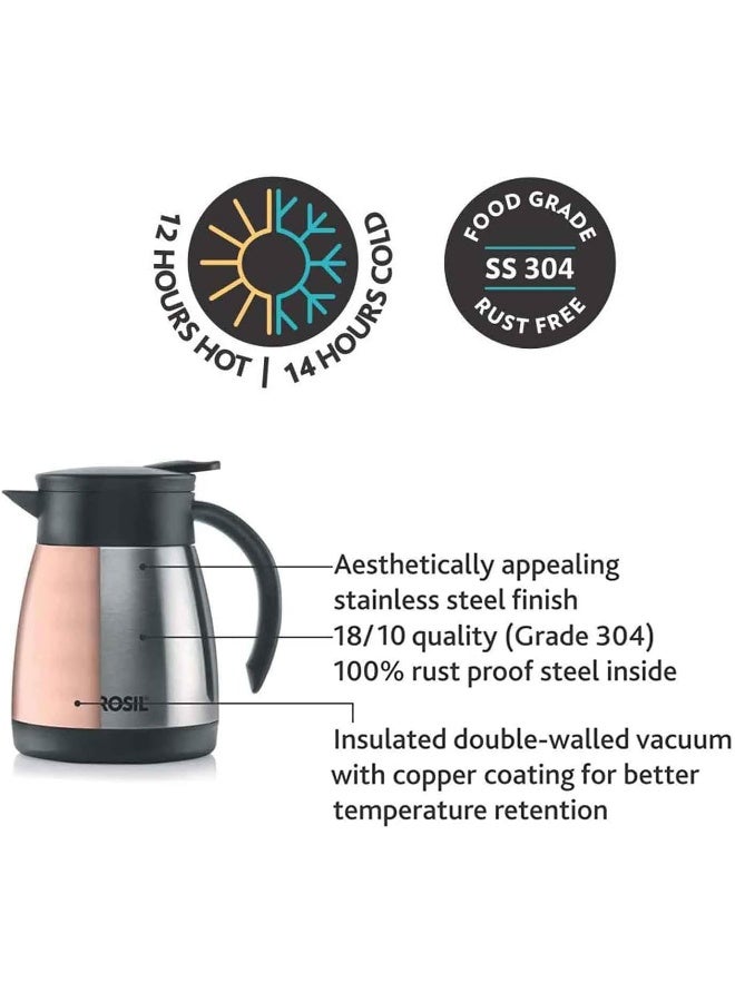 Borosil Vacuum Insulated Stainless Steel Teapot Flask Vacuum Insulated Coffee Pot - 500 ml silver - Image 3