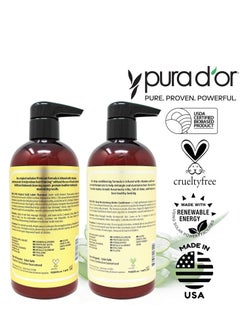 Pura d'or PURA D'OR Anti-Thinning Biotin Shampoo & Deep Moisturizing Conditioner Original Gold Label Set (16oz x2) Natural Earthy Scent, CLINICALLY TESTED Effective Results, DHT Blocker Thickening, Women & Men  - Image 4