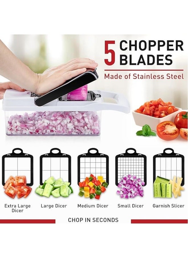 Generic Multifunctional 26-in-1 Food Cutter, Vegetable Chopper, Pro Onion Chopper, Kitchen Vegetable Slicer Dicer Cutter,Veggie Chopper With 13 Blades,Carrot and Garlic Chopper With Container  - Image 3