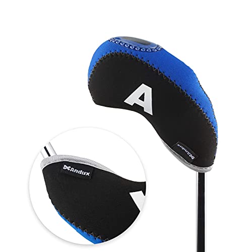 Andux Number Print Golf Iron Club Head Covers with Transparent Window 10pcs/Set Black/Blue - Image 4