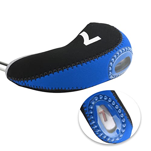 Andux Number Print Golf Iron Club Head Covers with Transparent Window 10pcs/Set Black/Blue - Image 3