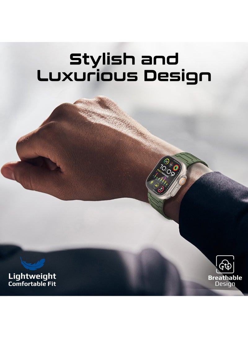 PROMATE Premium Magnetic Silicone Watch Band, Powerful N52+ Magnets, Scratch-Resistant UV-coated silicone, Compatible with All Apple Watch Sizes and Series Including Ultra, MagBand-MS Green - Image 3