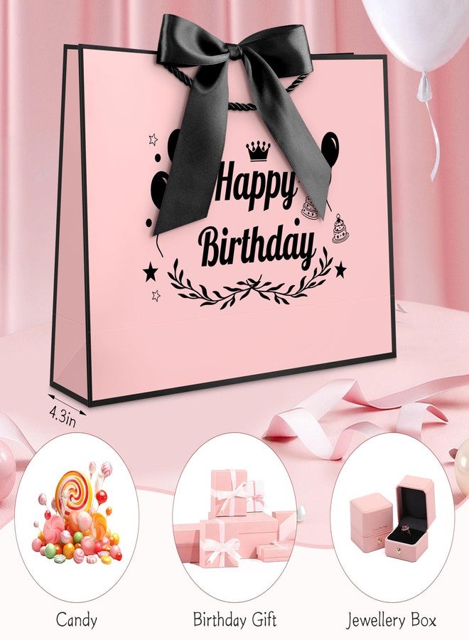 YoungTree Happy Birthday Gift Bag with Tissue Papers and Greeting Card Ribbon,Portable Paper Gift Bags with Handles,Pink Black Present Bags for Happy Birthday Decorations Supplies 12.6" x 8.6" x 4.3" - Image 5