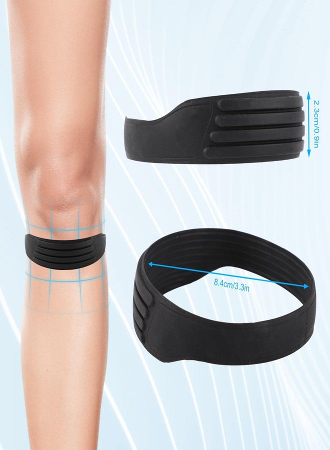 NQEUEPN 2pcs Patellar Tendon Support Strap, Silicone Patella Knee Strap Flexible Knee Band Reduce Pain Soft Knee Brace for Jumper Running Sports Basketball Men Women (Black) - Image 2