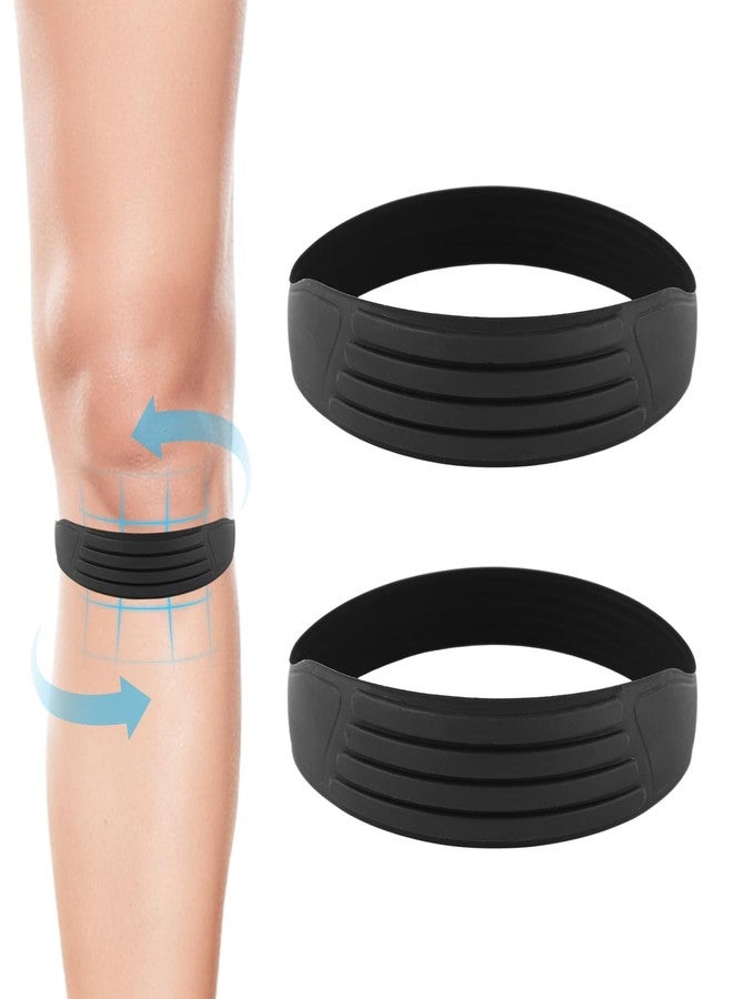 NQEUEPN 2pcs Patellar Tendon Support Strap, Silicone Patella Knee Strap Flexible Knee Band Reduce Pain Soft Knee Brace for Jumper Running Sports Basketball Men Women (Black) - Image 1