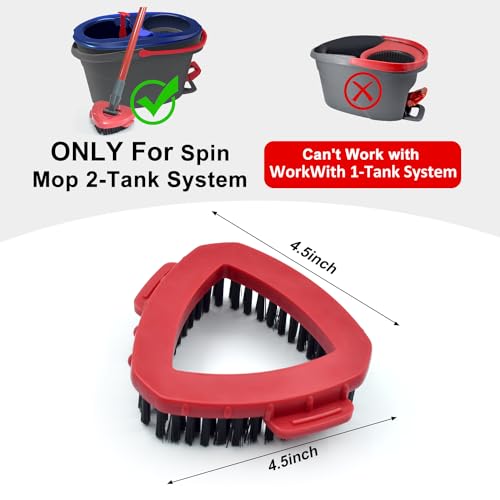 GFRED Scrub Brush Mop Head Replacement for O Cedar RinseClean 2 Tank System Spin Mop Head Base,Scrubber Mop Brush Head for Ocedar Mop Scrub Brush Head Hard Bristle Scrub Brush Floor Cleaning, Not for 1 Tank - Image 2