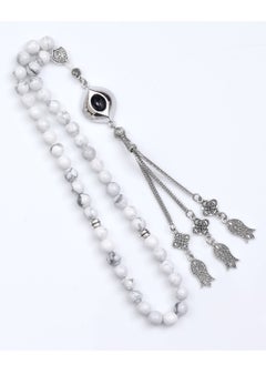 Subhati Prayer Beads ( Misbah ) with metal Parts and Hawolite Stone | 8 MM Beads - 45 Pcs| Hajarul aswad design  - Image 2