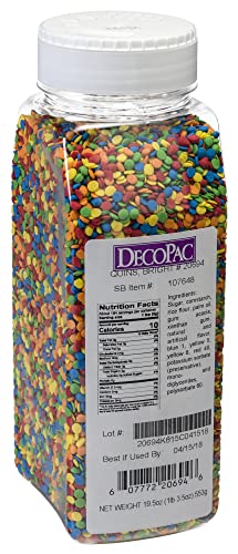 DECOPAC Quins Fancy Sprinkles, 19.5oz, Candy Sprinkles in Handheld Container, Edible Sprinkles For Celebration Cakes, Cupcakes, Cookies - Bright Confetti Quins - Image 1