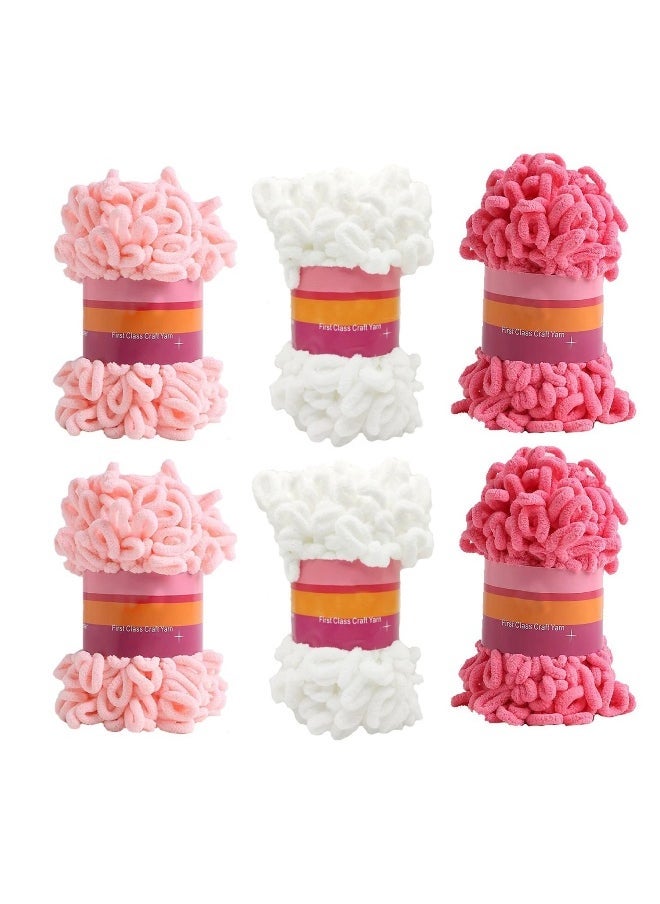 6 Pack Loop Yarns Fun Finger, Off The Hook Yarn, Chunky Chenille Yarn for Crocheting, 6 Skeins Soft Loop Blanket Yarn for Beginners Knitting No Needles or Hooks 8.7 YardsPack