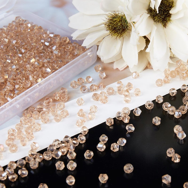 Laopottbeads 1100Pcs 4Mm Bicone Crystal Glass Beads For Jewelry Making  Sparkling Mini Beads For Suncatchers  Diy Bracelets & Craft Projects (Champagne Silver) - Image 2