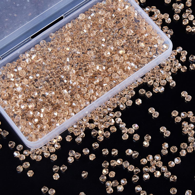Laopottbeads 1100Pcs 4Mm Bicone Crystal Glass Beads For Jewelry Making  Sparkling Mini Beads For Suncatchers  Diy Bracelets & Craft Projects (Champagne Silver) - Image 1