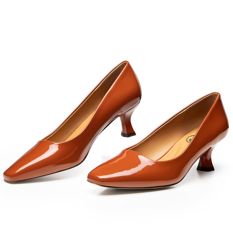 Trary Women's Kitten Heels Dress Pumps Classic Square Toe Shoes Casual Low Heels Closed Toe Pumps for Women Office Brown 6 - Image 5