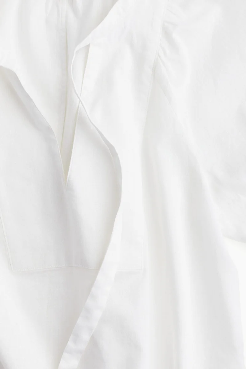 H&M Linen-blend tie-neck blouse