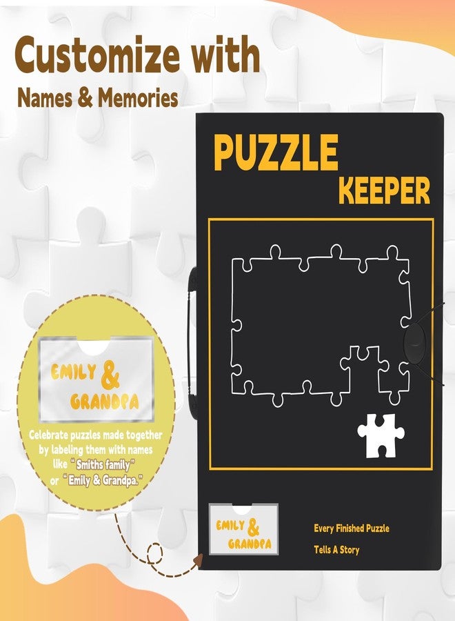 Doerpuz Puzzle Storage Folder with Labeling Tabs & Name Card Pocket, Portable Puzzle Holder for 1000 Piece Jigsaws with Handle, 28.3 * 21in(Inner Page),Black Storage Book - Image 4